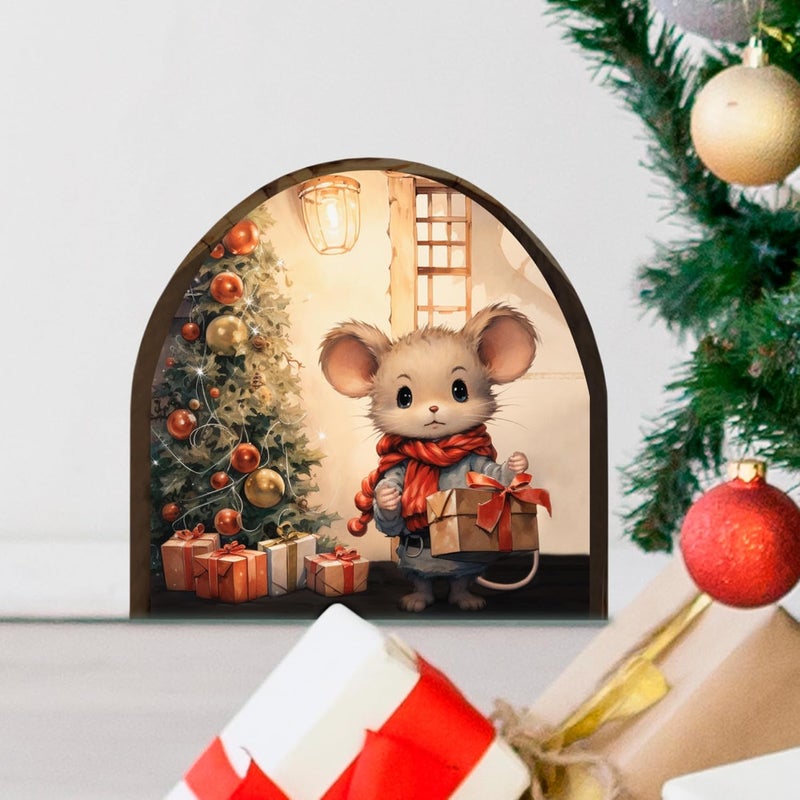 EGD Cute Mouse Hole Wall Decals 3D | 4"x4" Wall Stickers for Child Room Decor | Nursery Wall Decals | Mouse Hole Stickers for Wall Decor | Stickers for Kids (Christmas Mouse) - Image 1